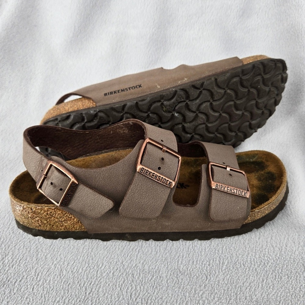 Birkenstock Milano Womens 40 Brown Birko-Flor Strappy Slingback Sandals Boho